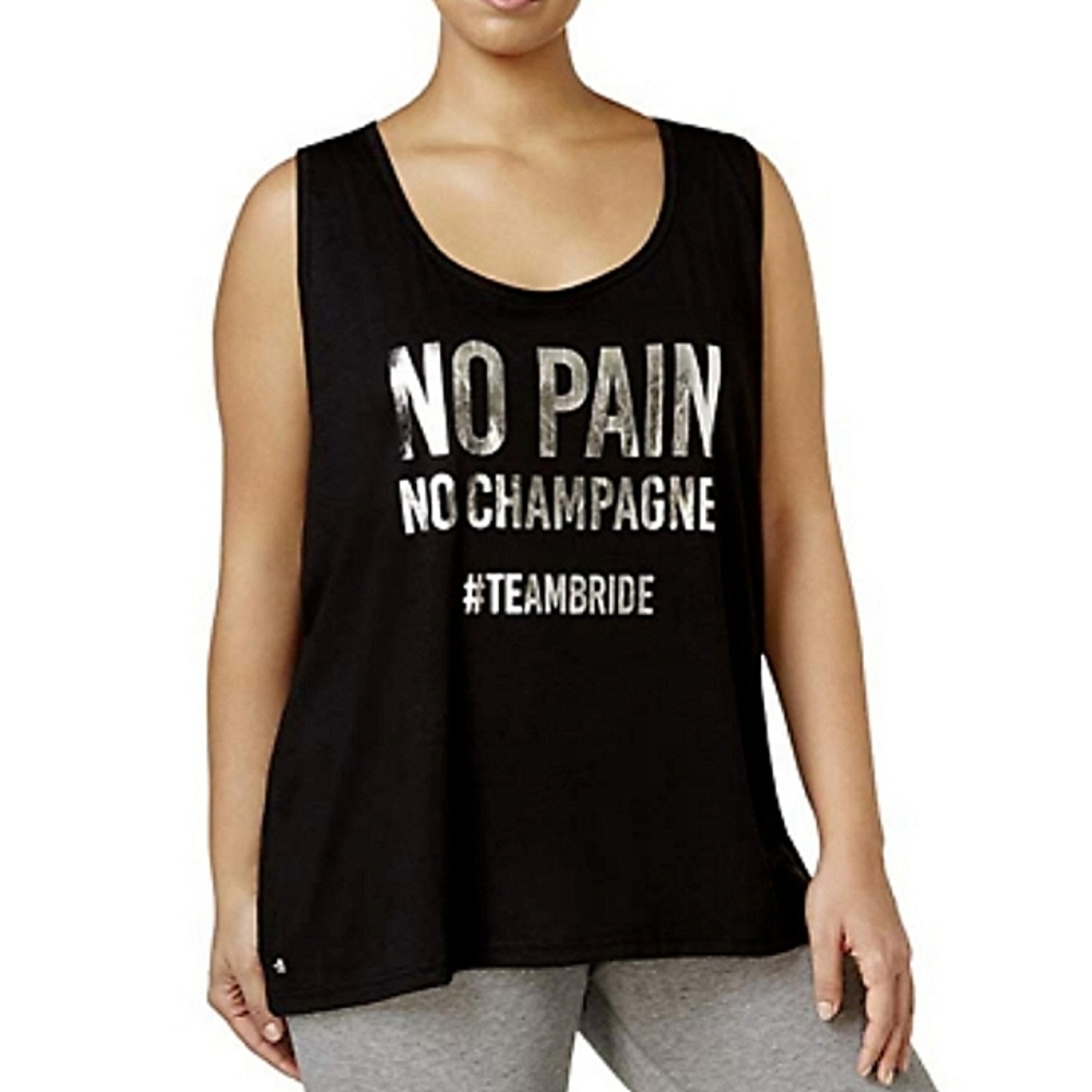 NWT☆IDEALOGY☆Plus Size 1X #TEAMBRIDE  Racerback Tank☆No Pain No Champagne